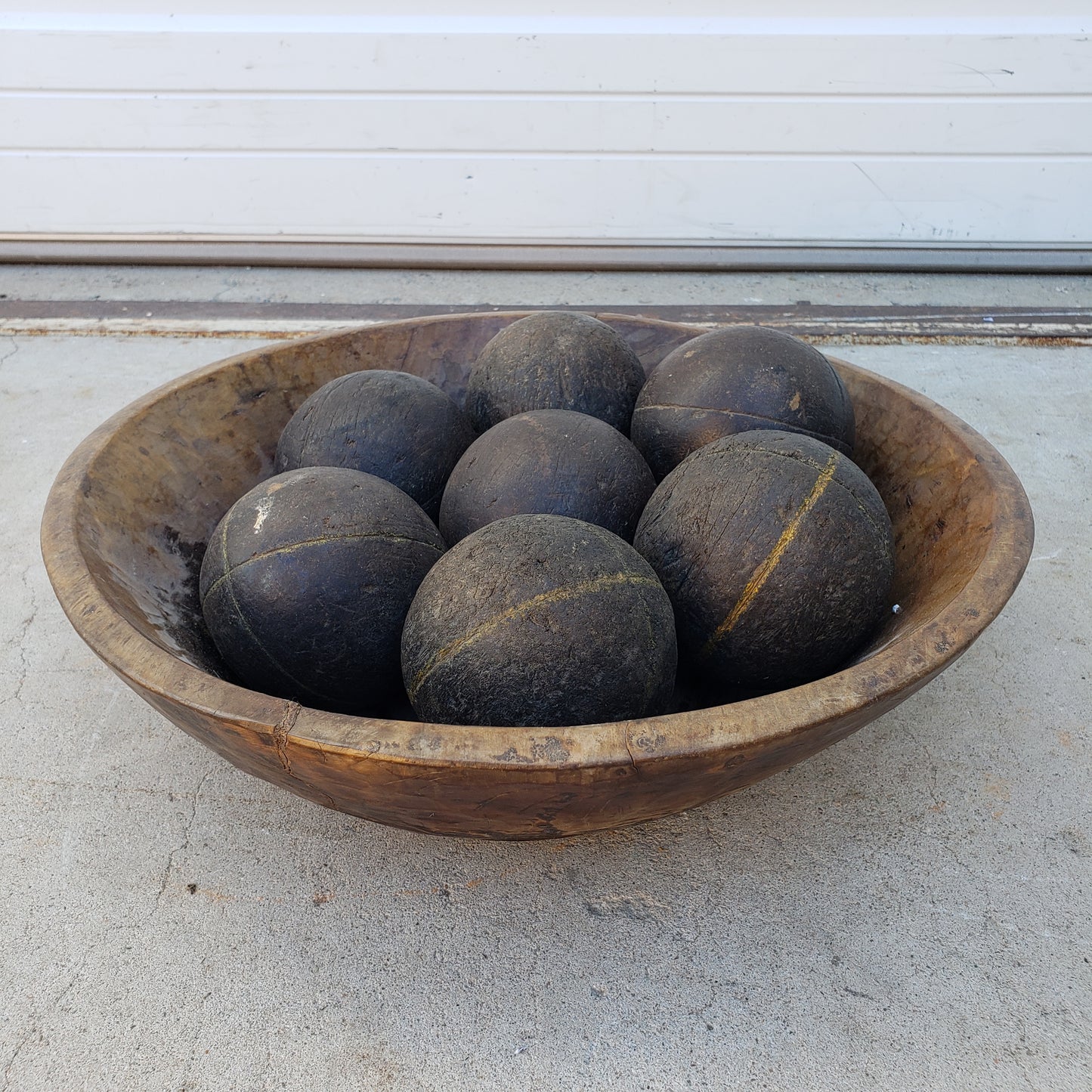 Wooden Bowl with Seven Wooden Balls