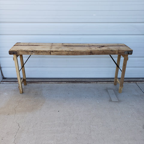 Stripped Wood Folding Console Table