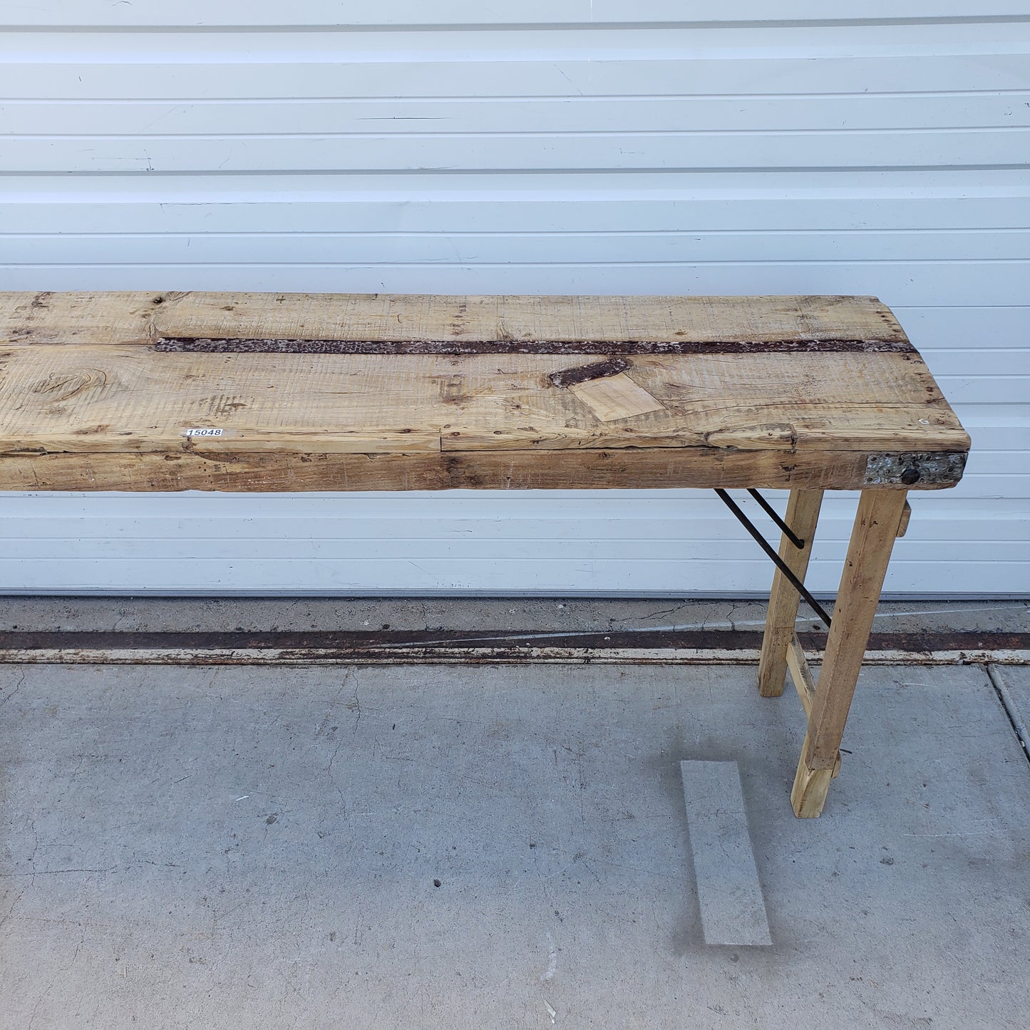Stripped Wood Folding Console Table