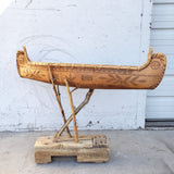 Emilien Dube Decorative Bark Canoe “Nation Atikamekw” Art Sculpture