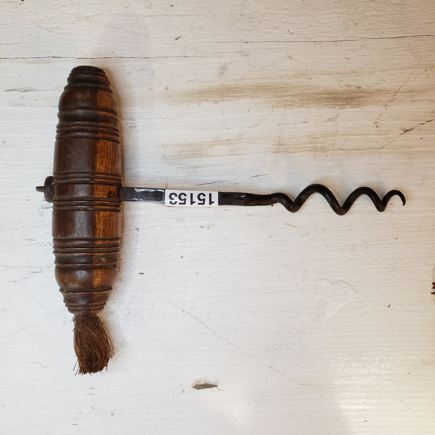 Antique French Wine Corkscrew with Brush