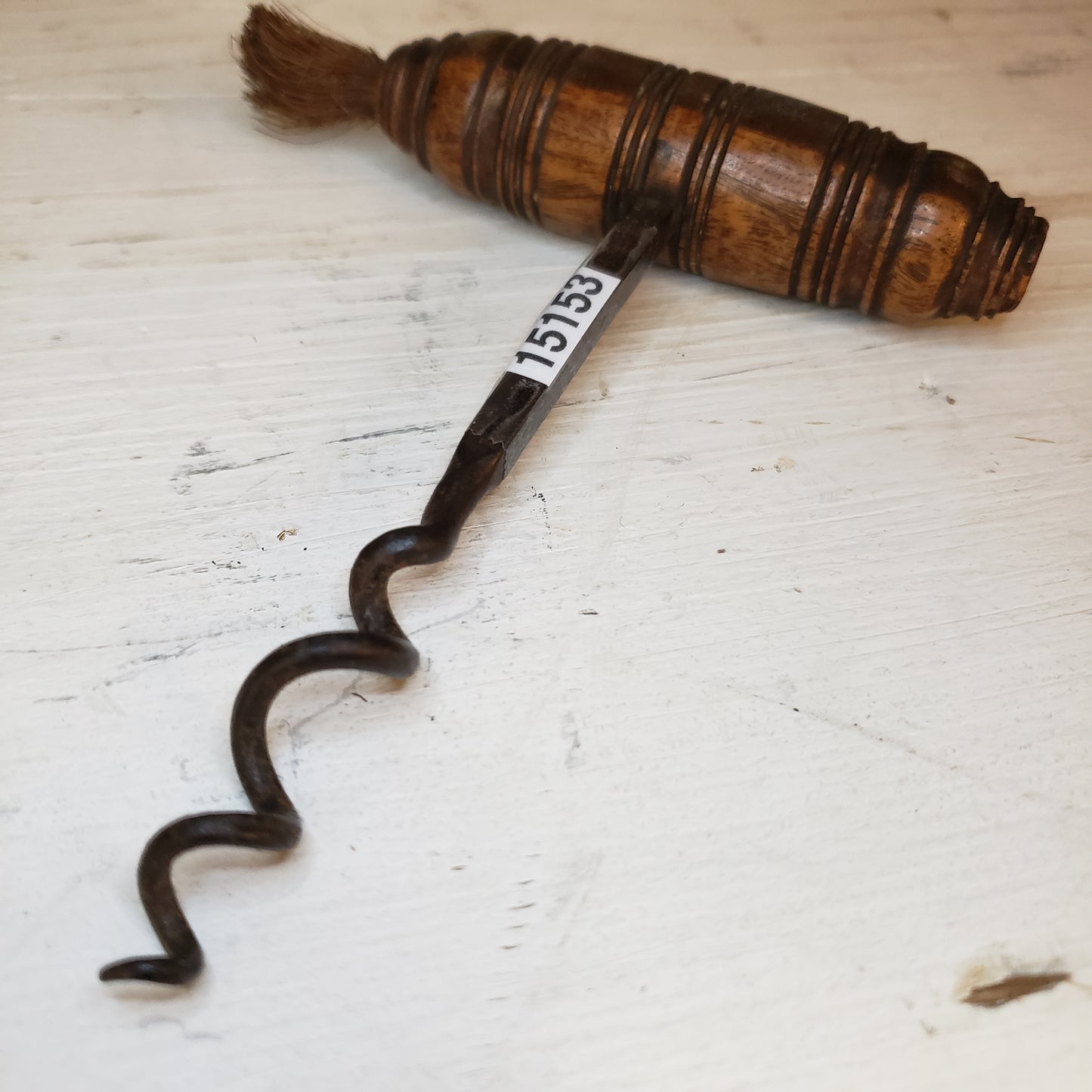 Antique French Wine Corkscrew with Brush