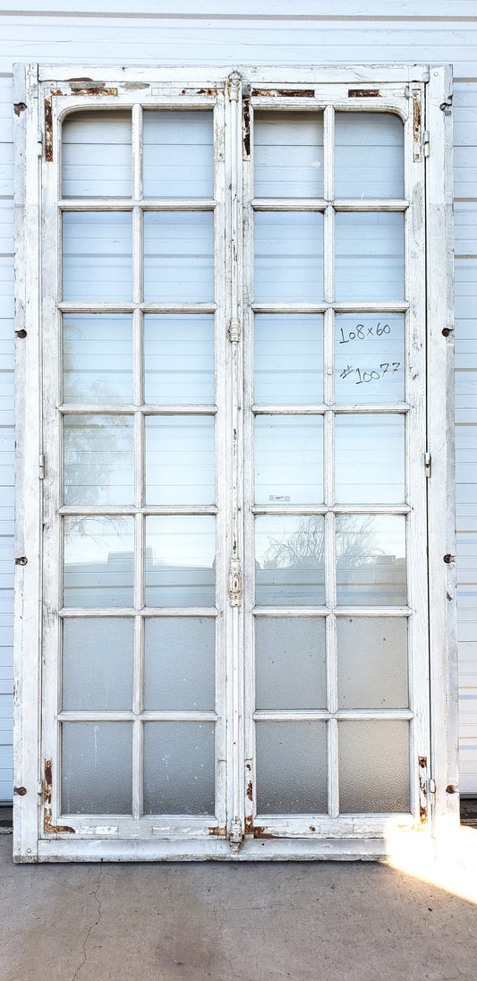 Pair of 14 Lite White French Antique Doors