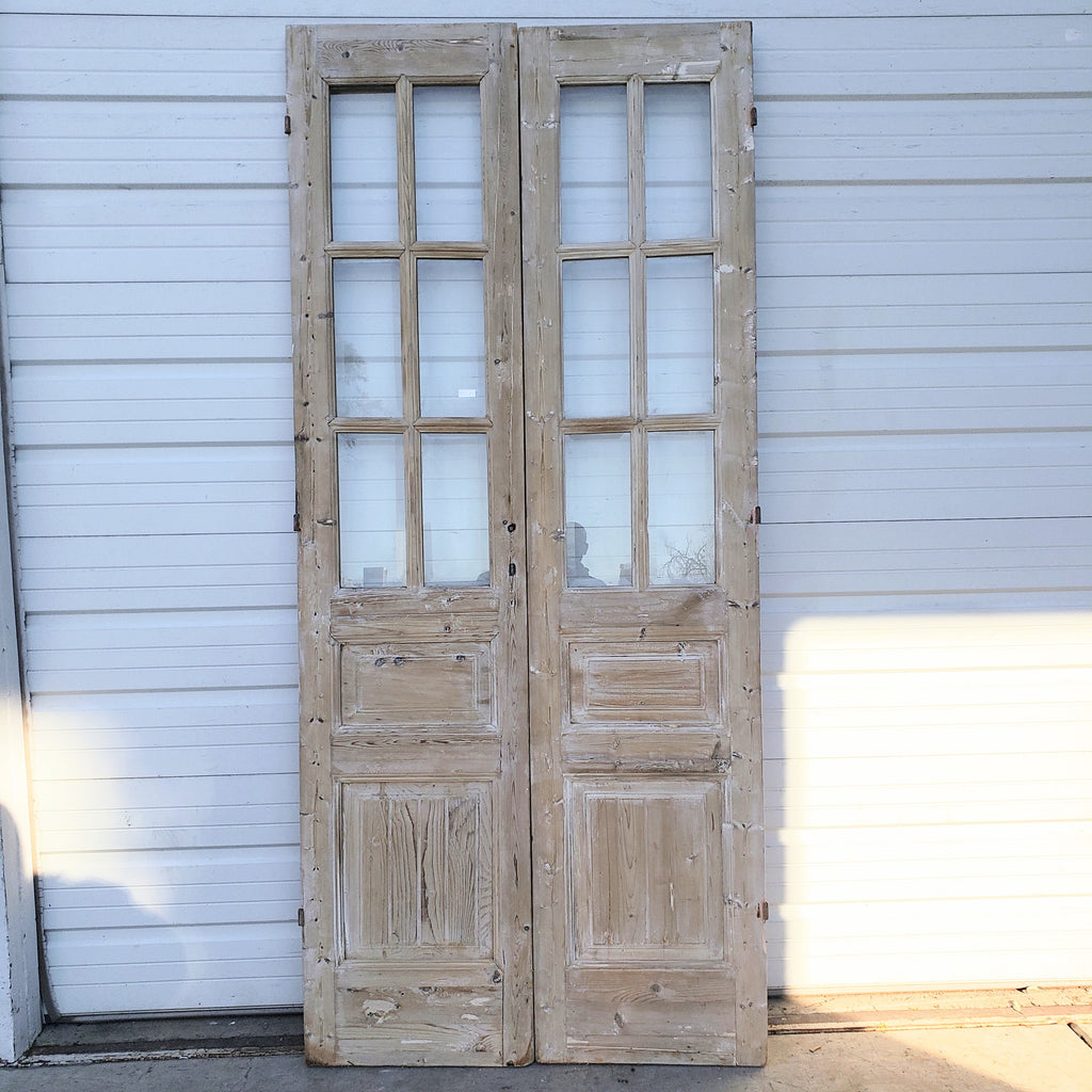 Pair of Washed Antique Doors w/12 Panes