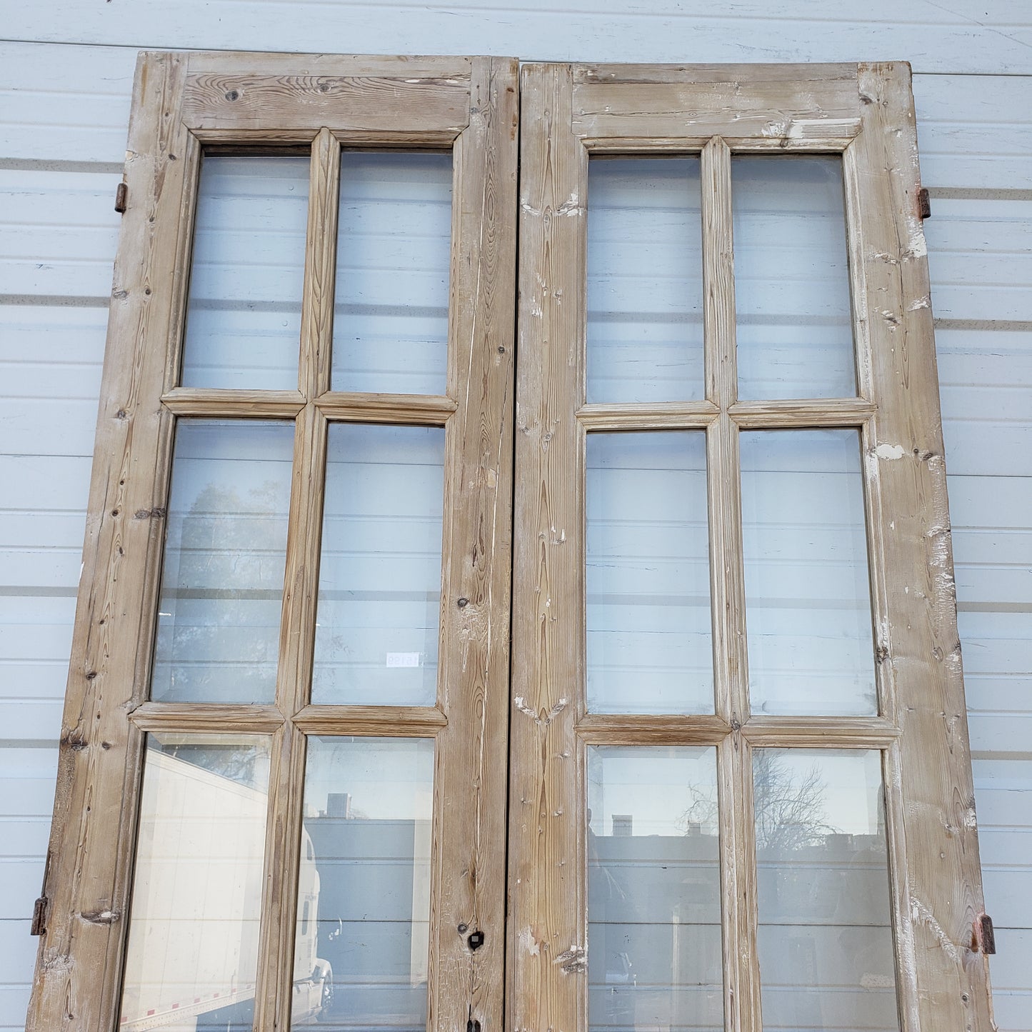 Pair of Washed Antique Doors w/12 Panes