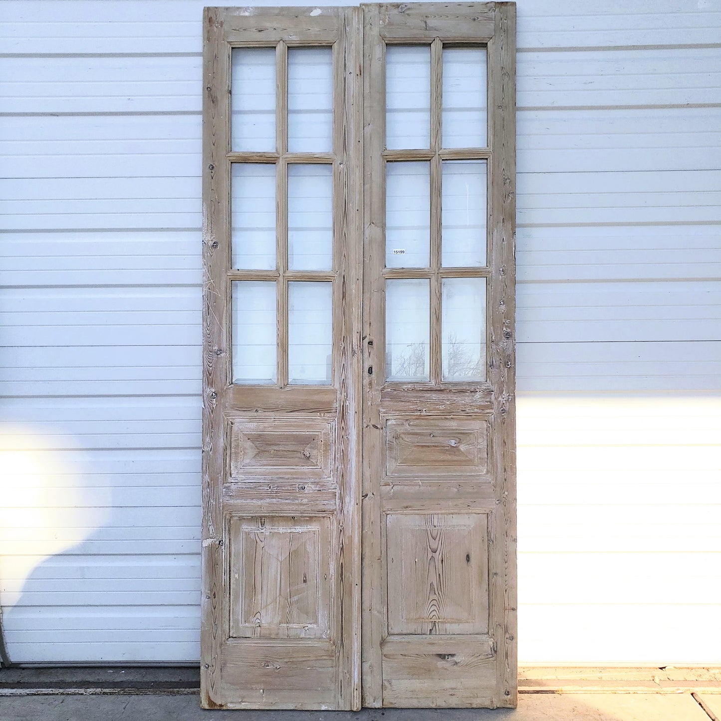 Pair of Washed Antique Doors w/12 Panes