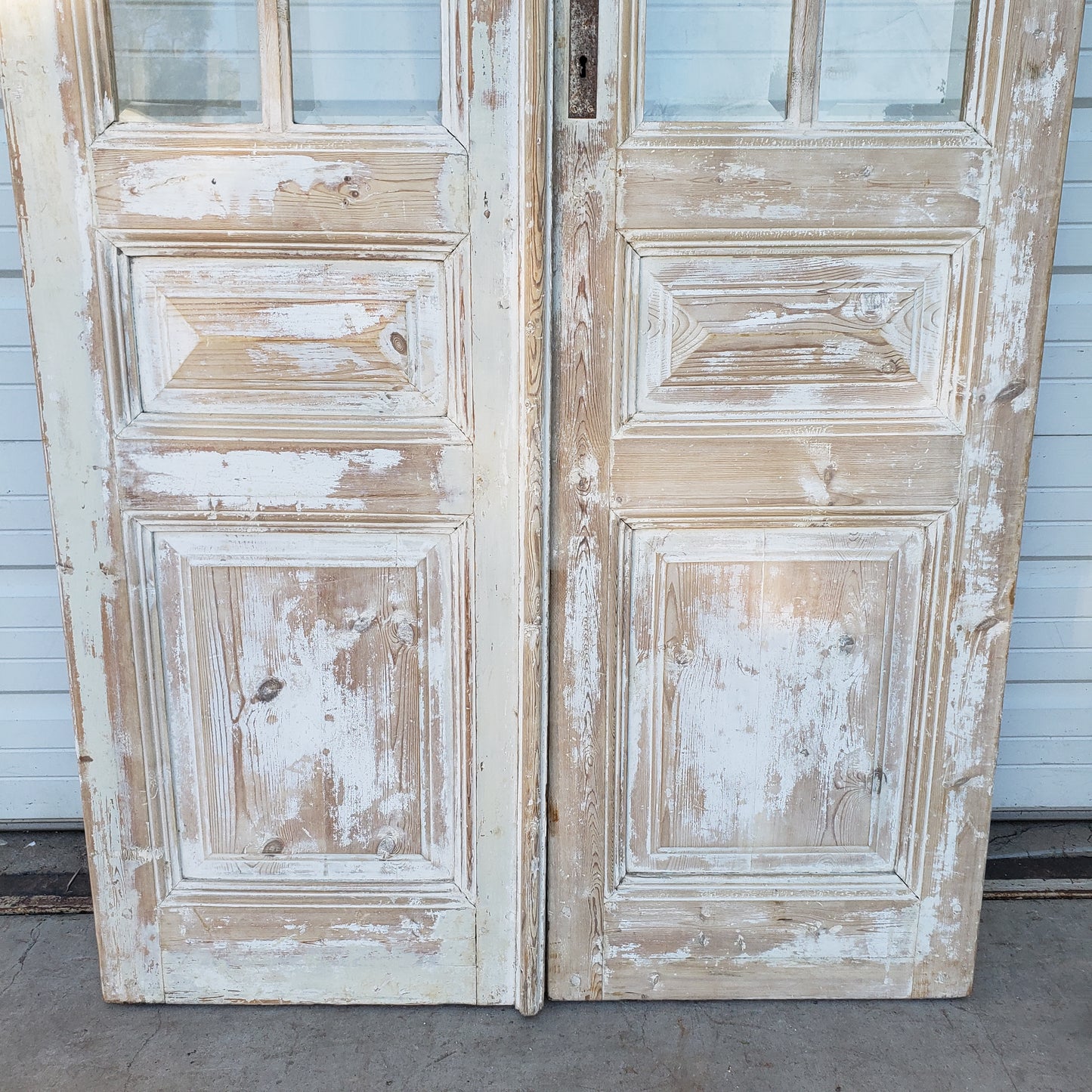 Pair of Washed Antique Doors w/10 Lites