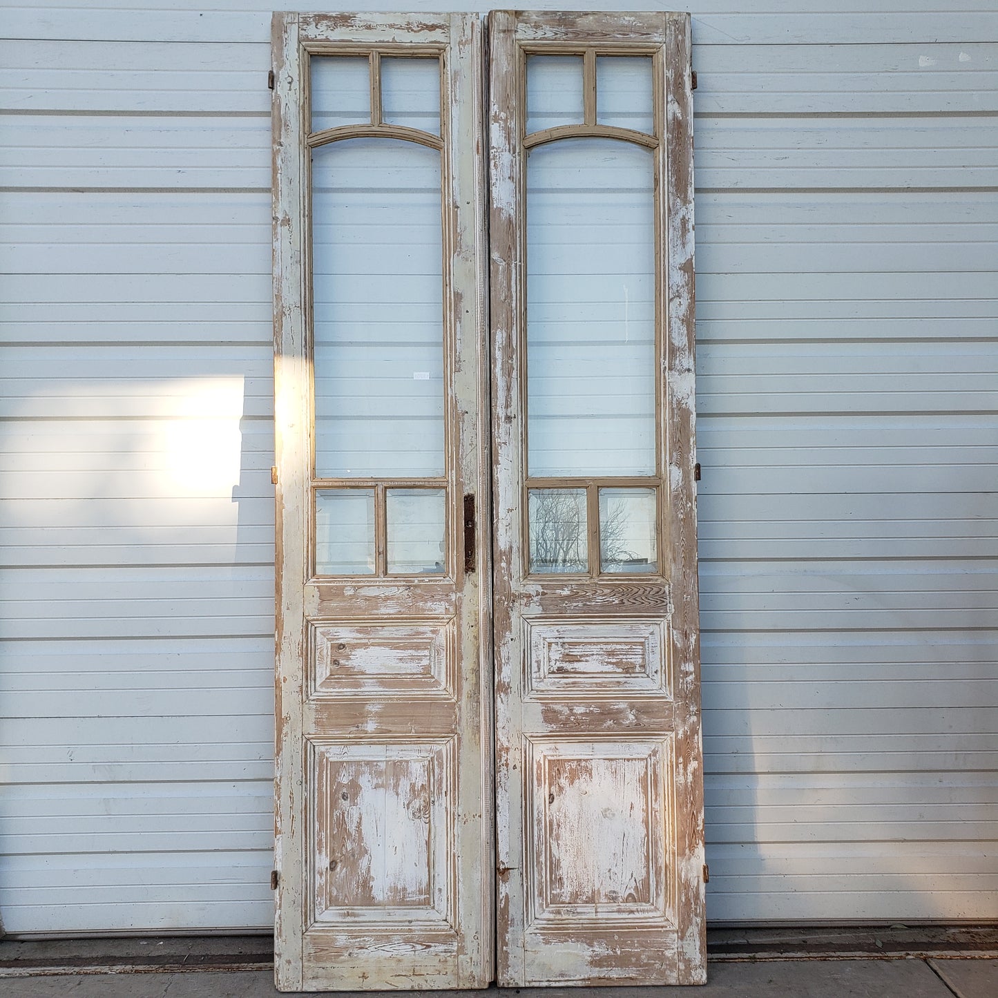 Pair of Washed Antique Doors w/10 Lites