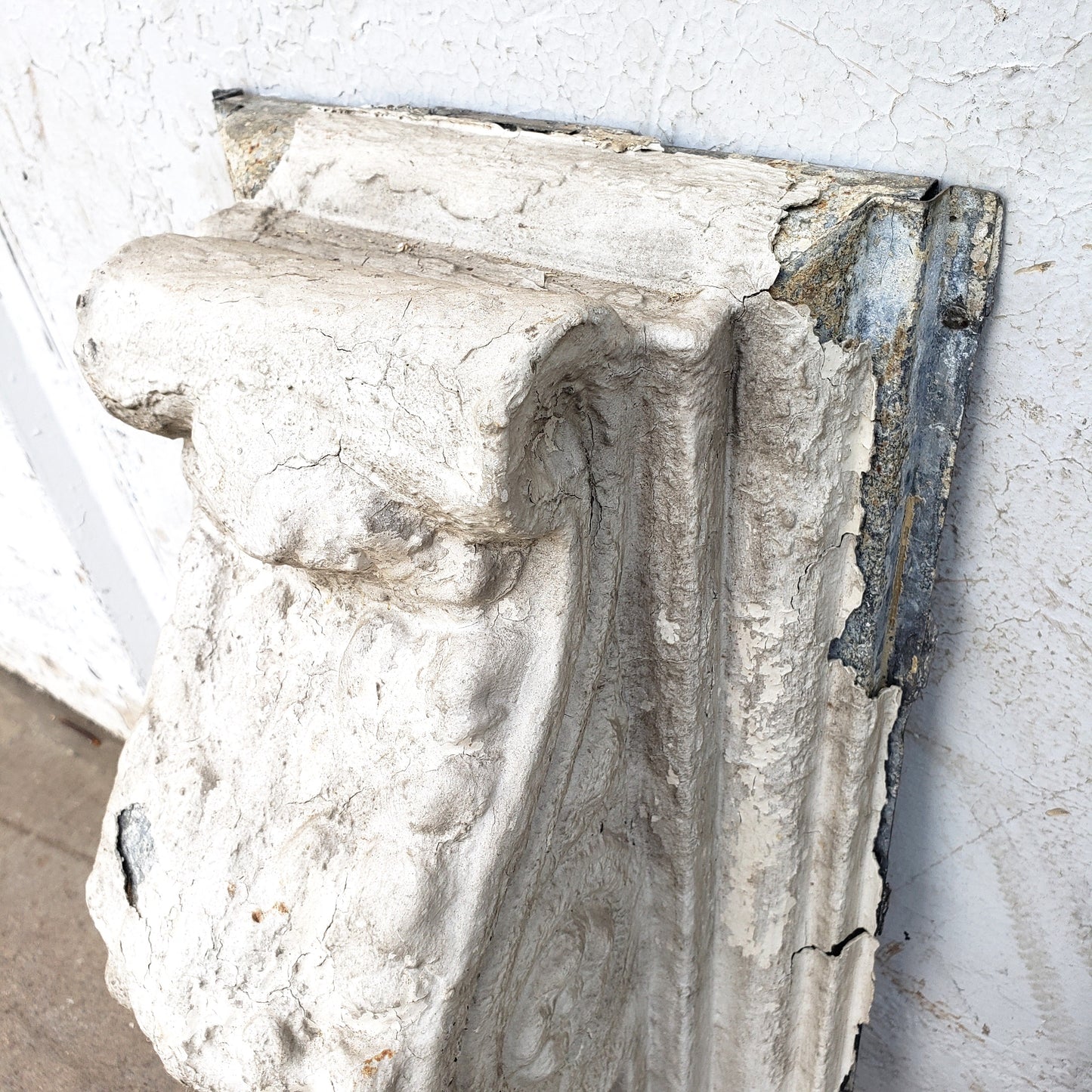 Pair of White Chippy Zinc Corbels