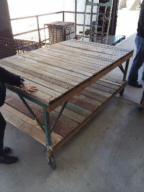 Industrial Table on Wheels