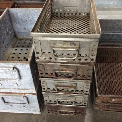 Industrial Metal Crate with Handles