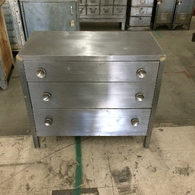 3 Drawer Stripped Metal Dresser