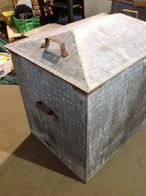 Large Galvanized Metal Container with Handles on Top and Sides