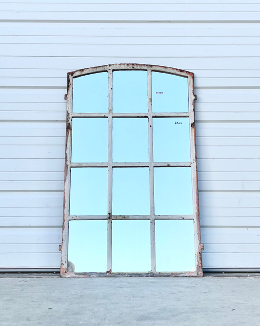 Painted Iron 12 Pane Arched Mirror