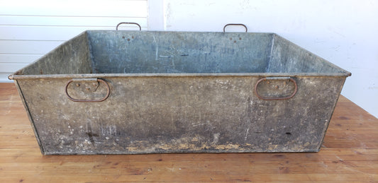 Rectangular Metal Crate with 4 Handles