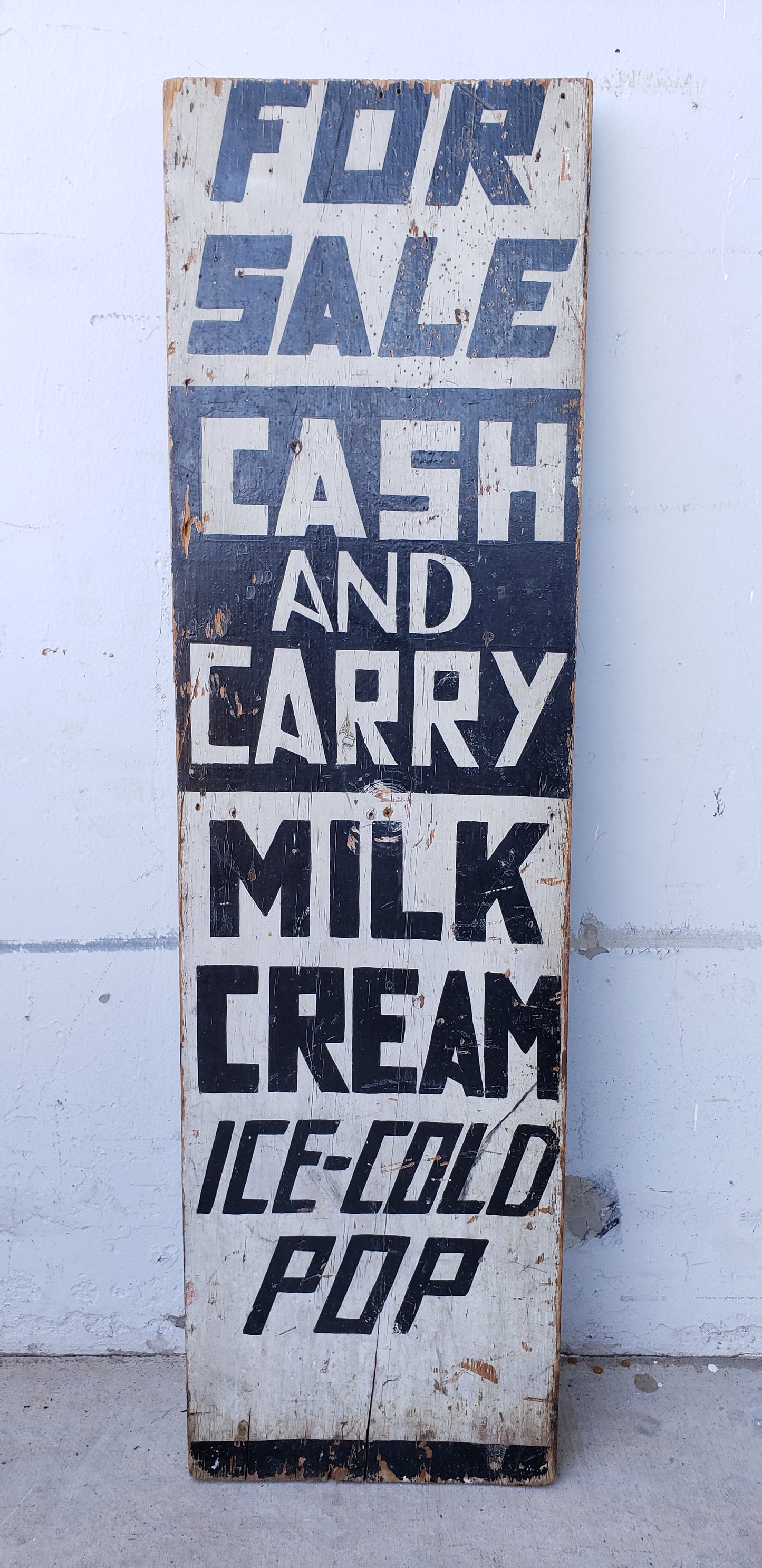 For Sale, Cash and Carry, Milk, Cream Wood Sign