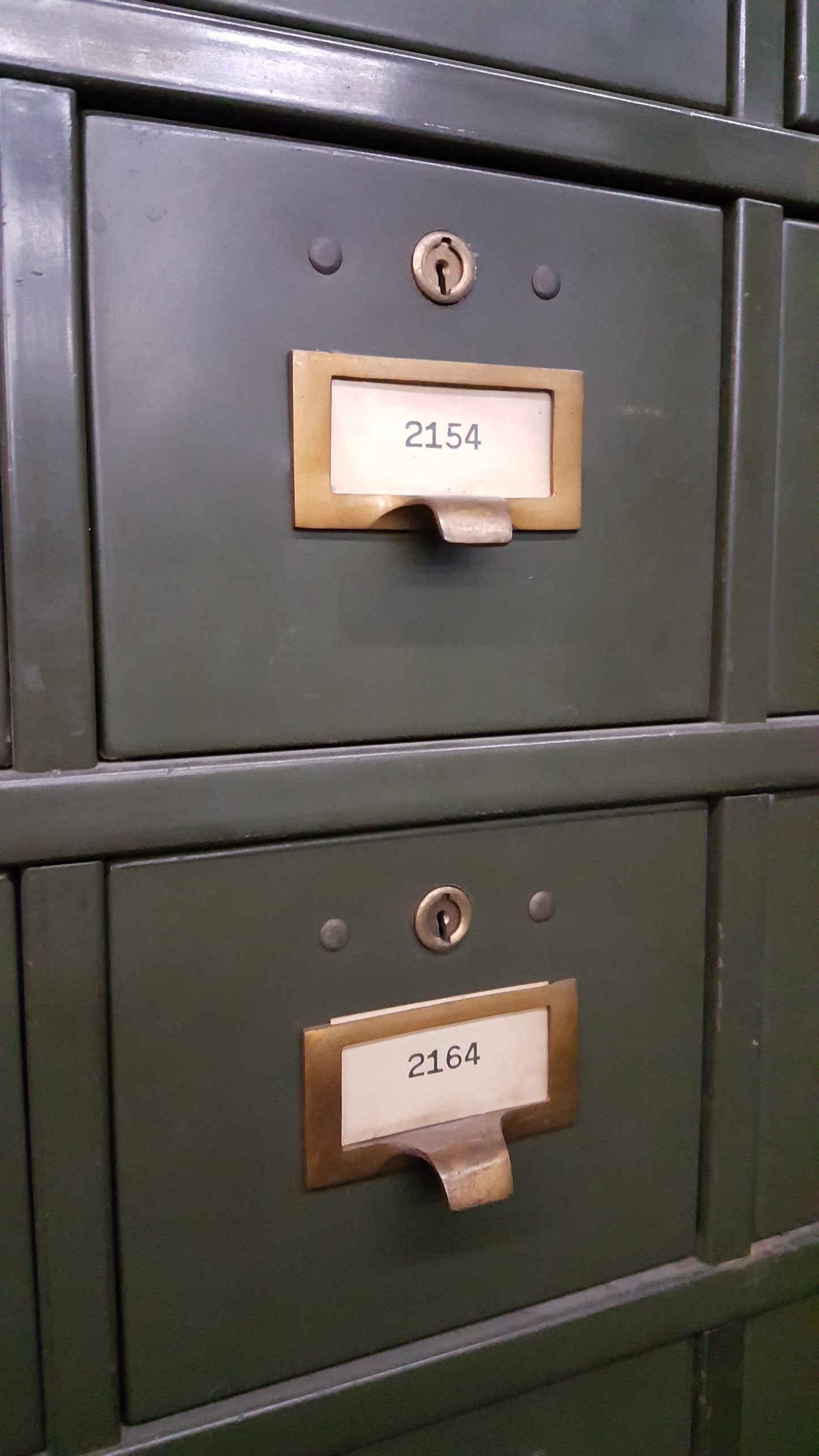 60 Drawer Green Metal "Shaw Walker" Card Catalog