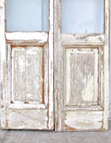 Pair of 4 Lite Stripped Wood French Antique Doors
