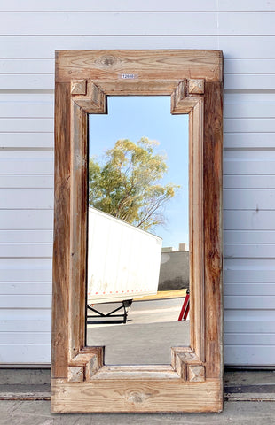 Antique Natural Wood Rectangle Mirror