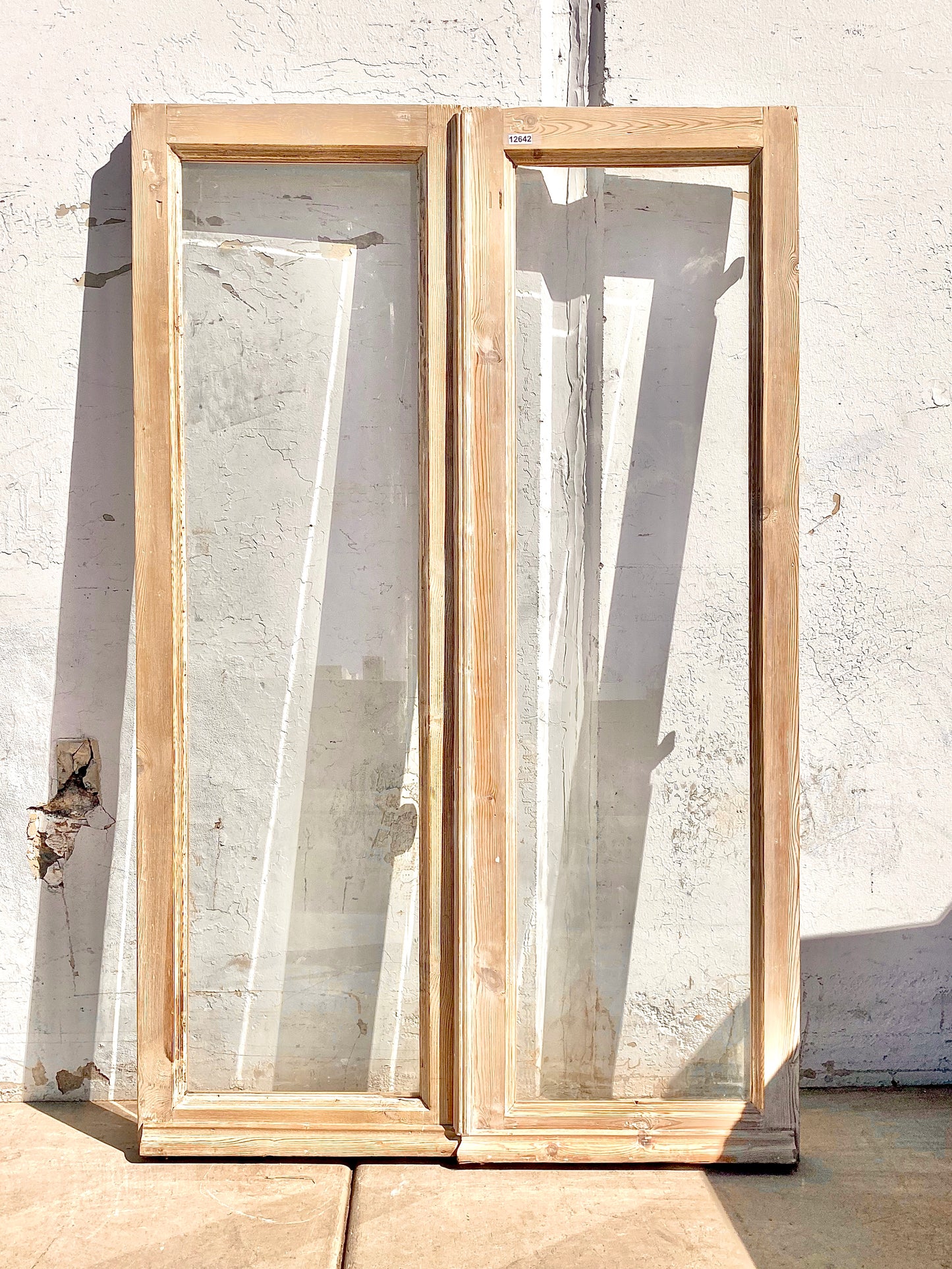 Pair of Rectangle Antique Washed Wood Windows
