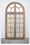 26 Pane Repurposed Rectangle Mirrored Windows with Arched Transom