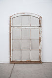 12 Pane White Arched Wood Mirror