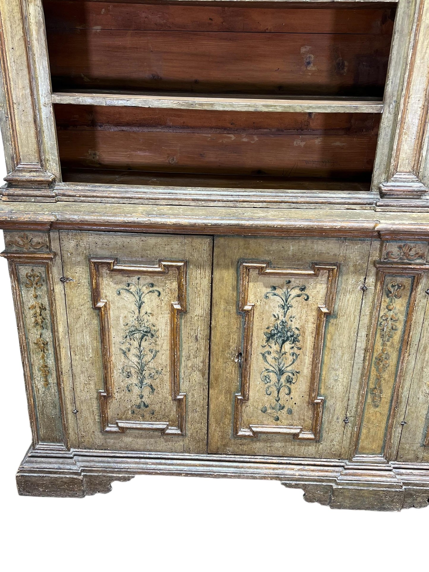 18th C. Italian Painted Antique Display Cabinet