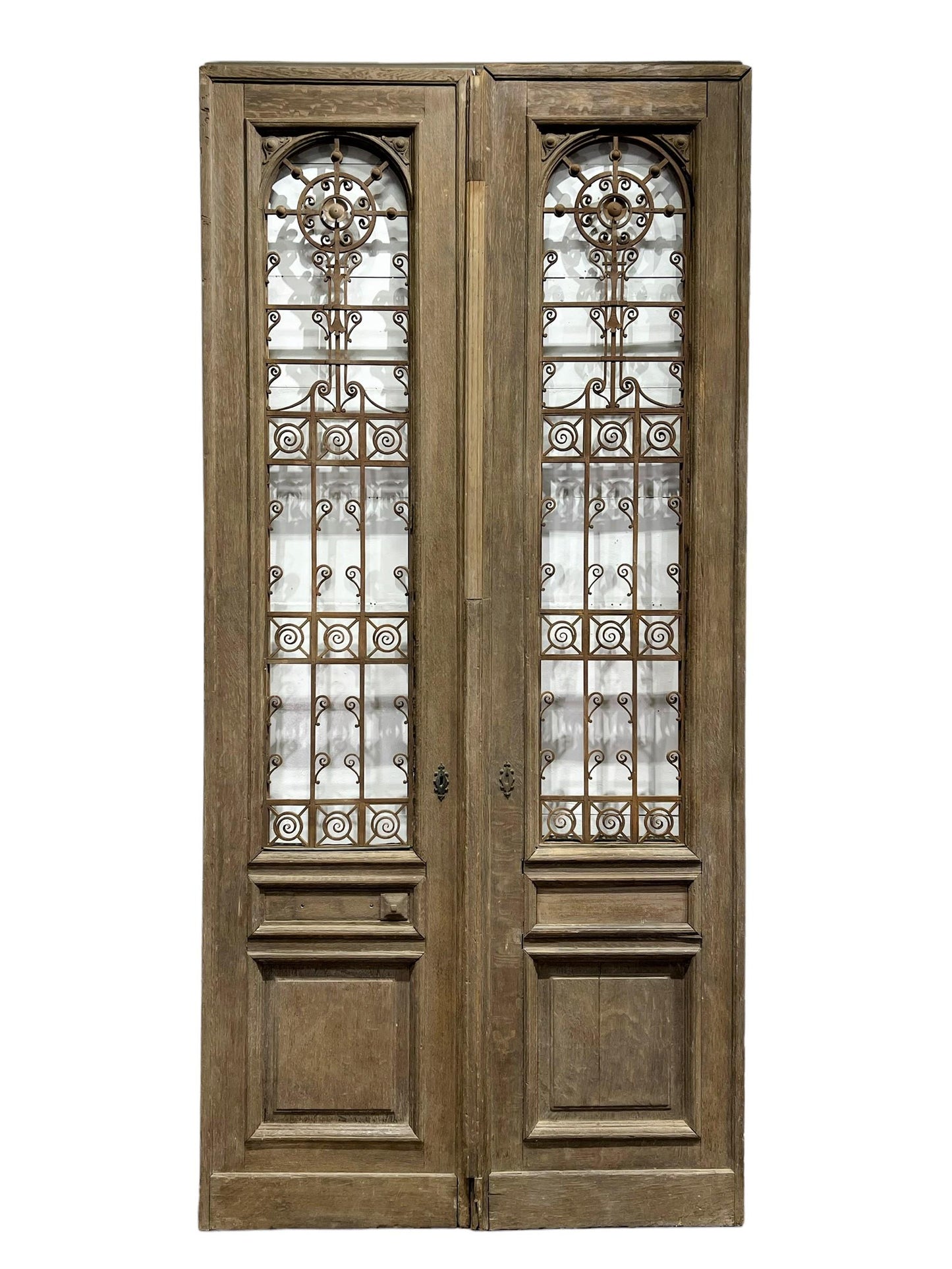 Pair of Antique French Doors with Iron Work (no glass)