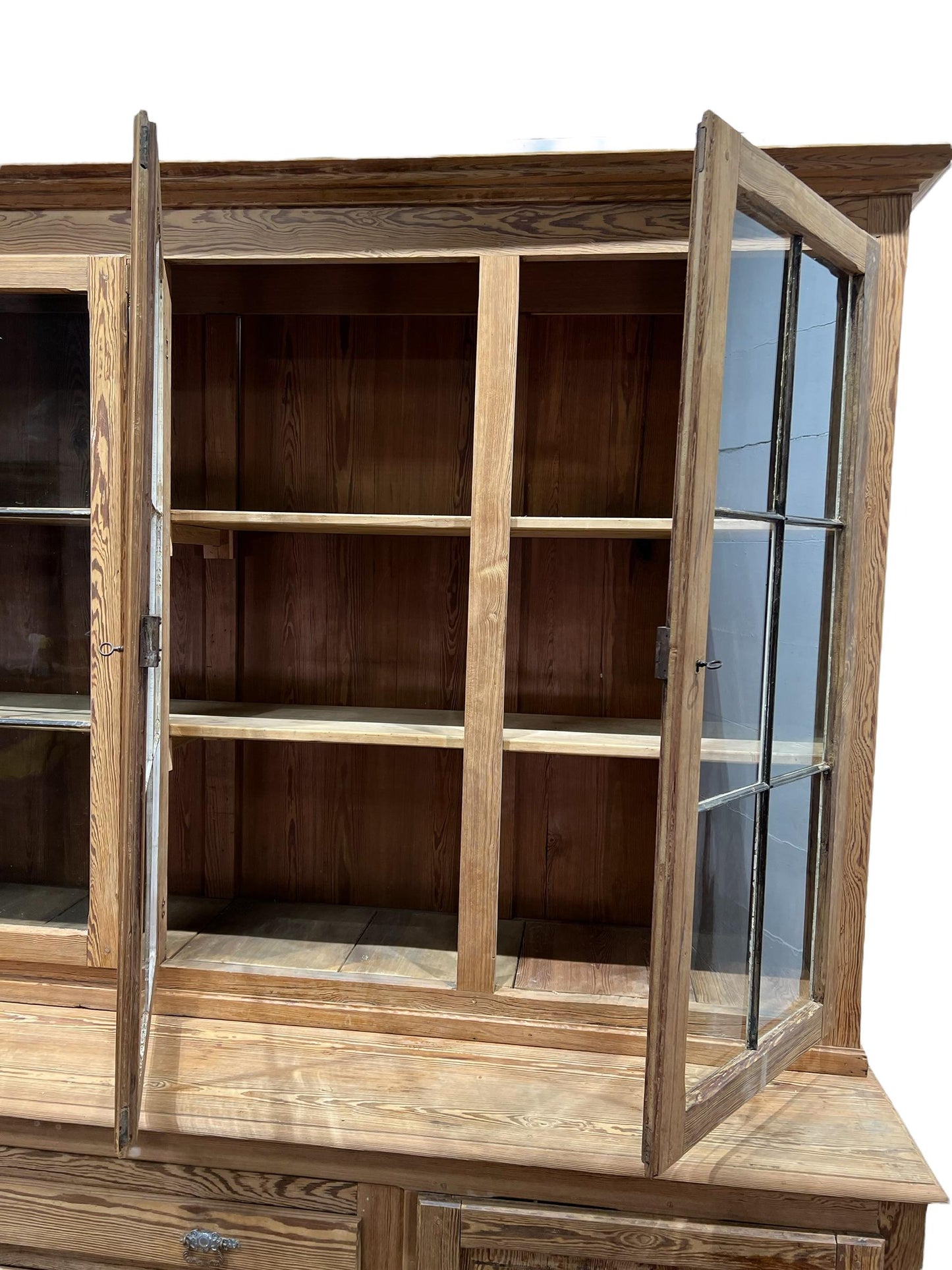 French Bleached Two Piece Store Display Cabinet