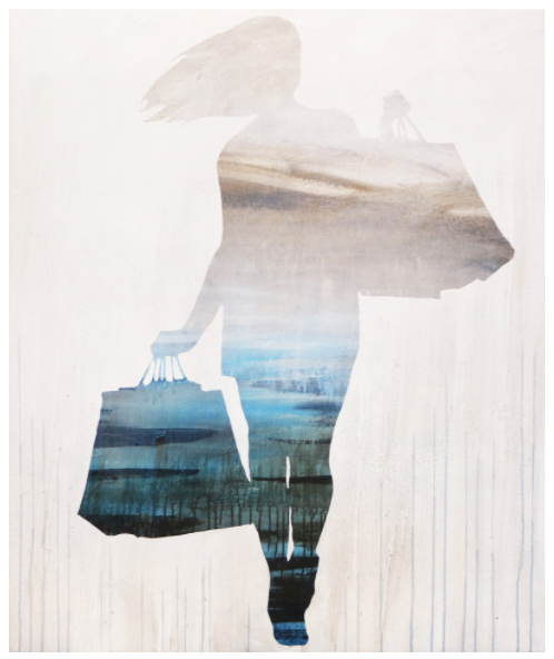 Simon Caldwell "Shopping Silhouette" Acrylic Painting