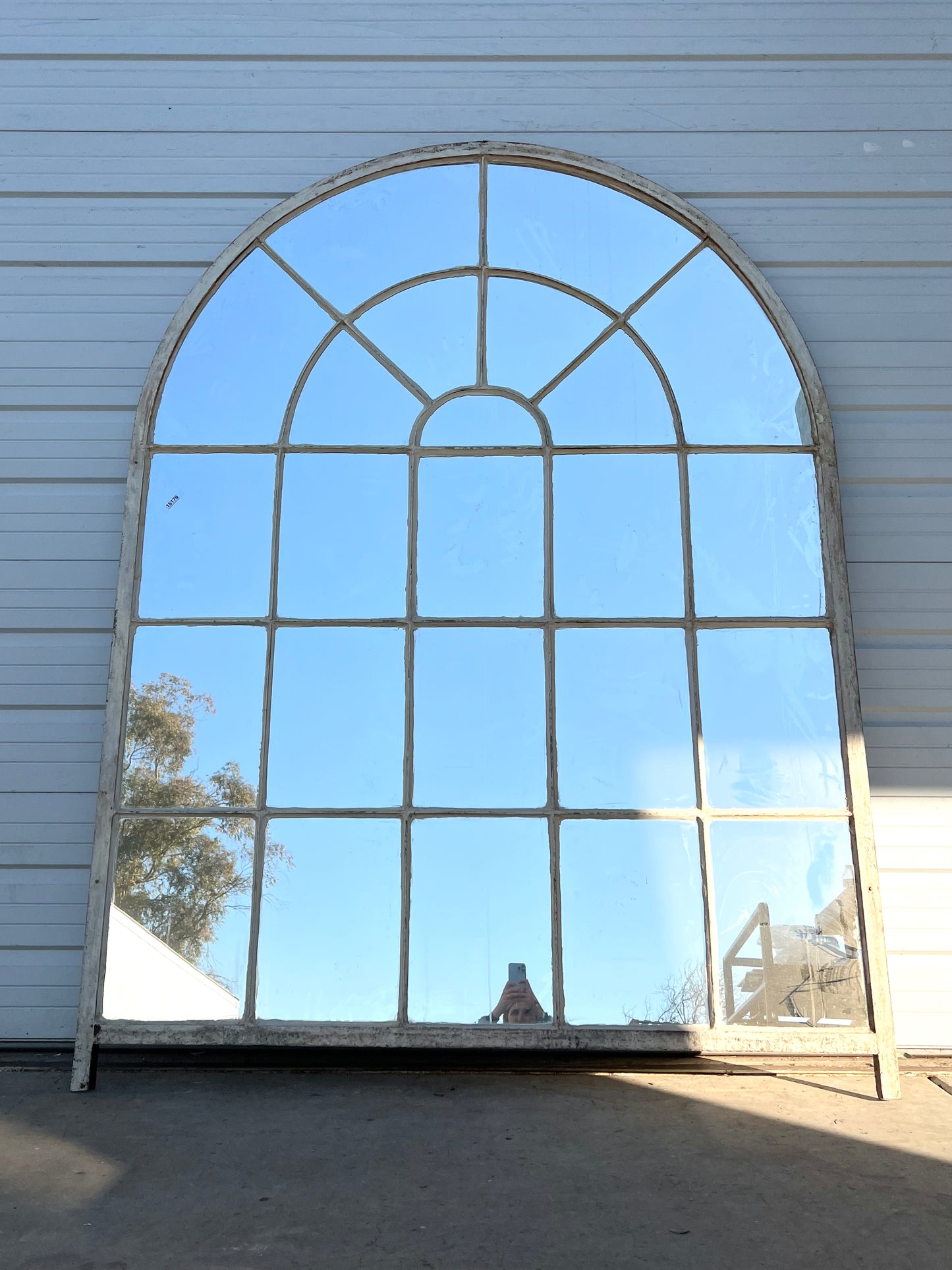 Arched Iron Mirror w/24 Glass Panes