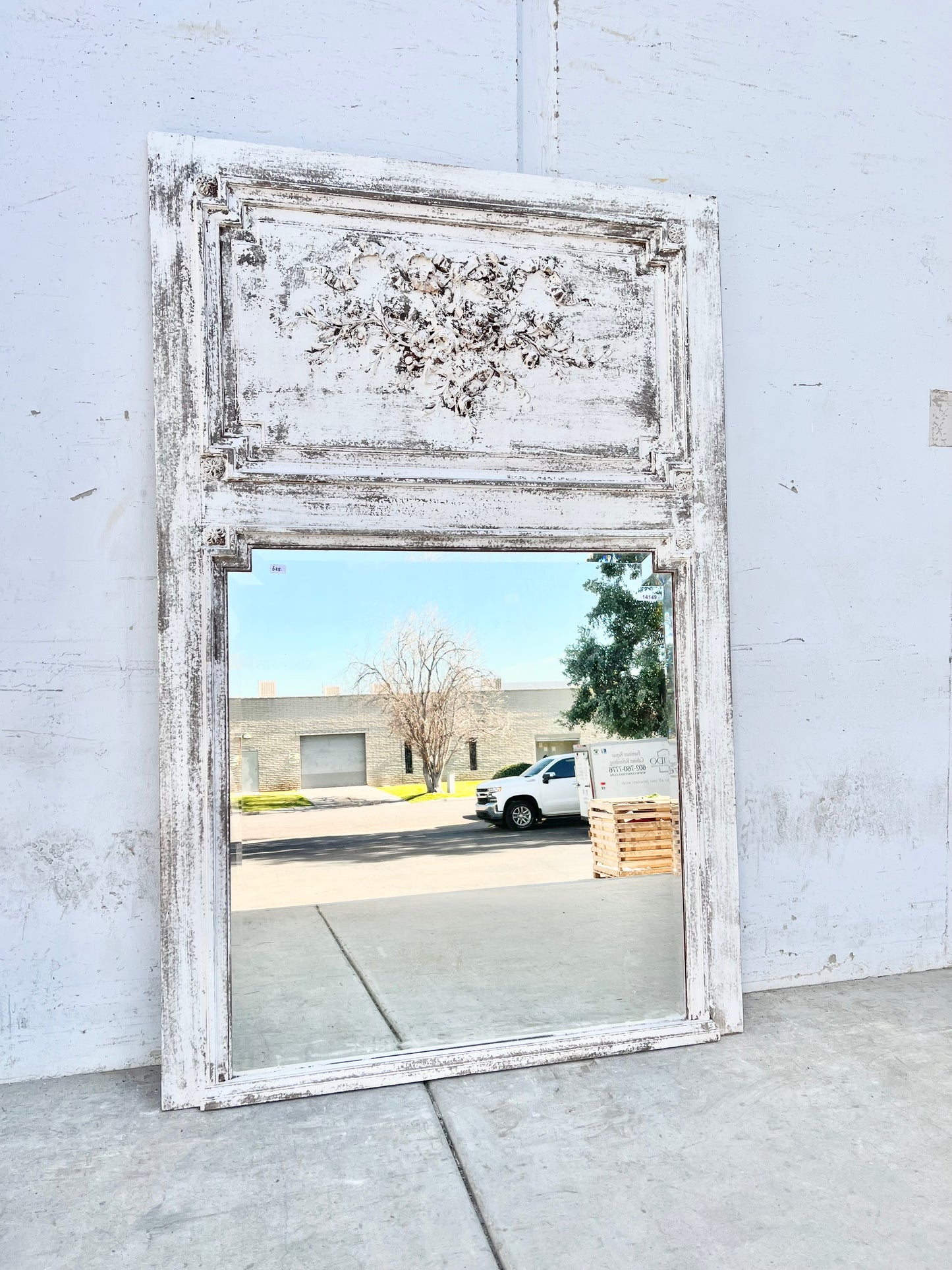 Painted French Rectangle Trumeau Mirror