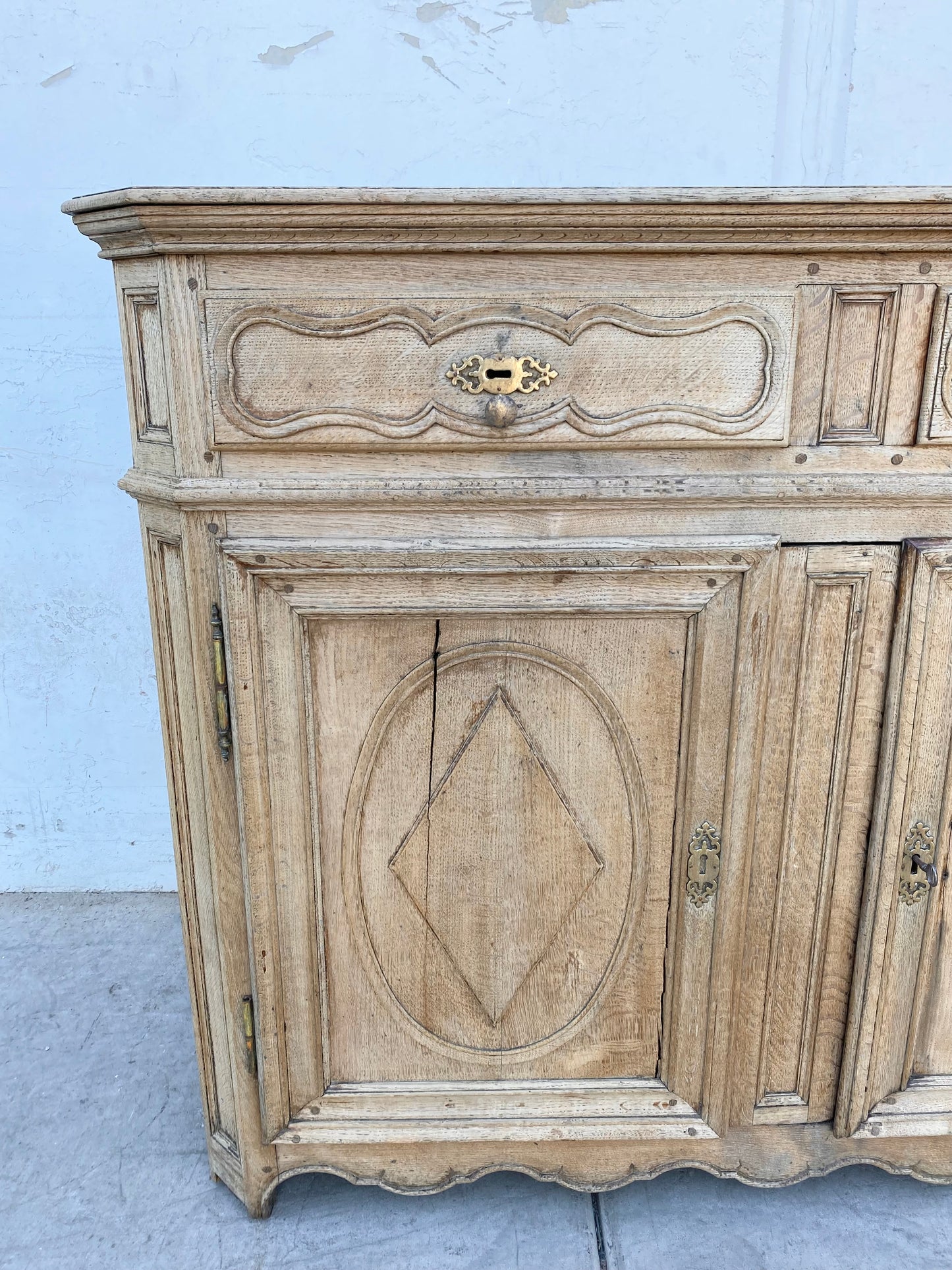 Bleached Wood Antique Sideboard