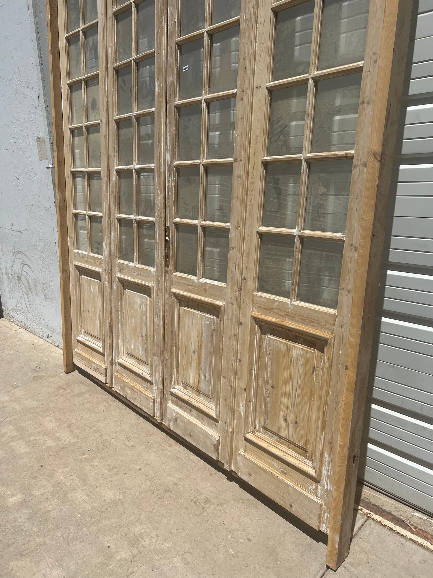 Set of Four Washed Antique Doors w/Curved Transom