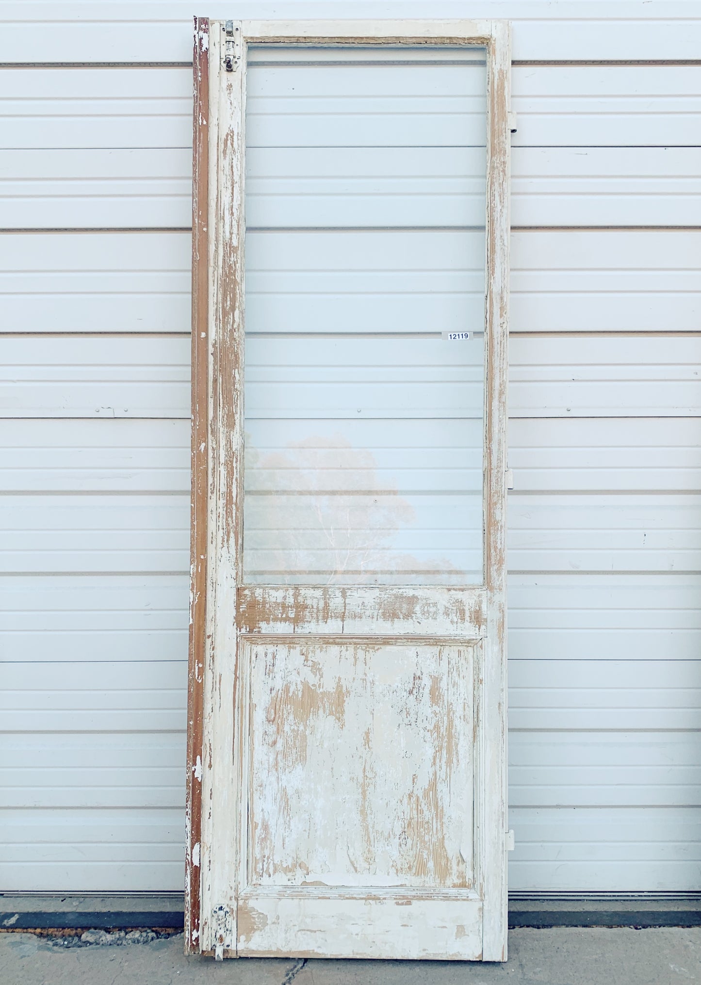 White Half Lite Glass Wood Single Antique Door