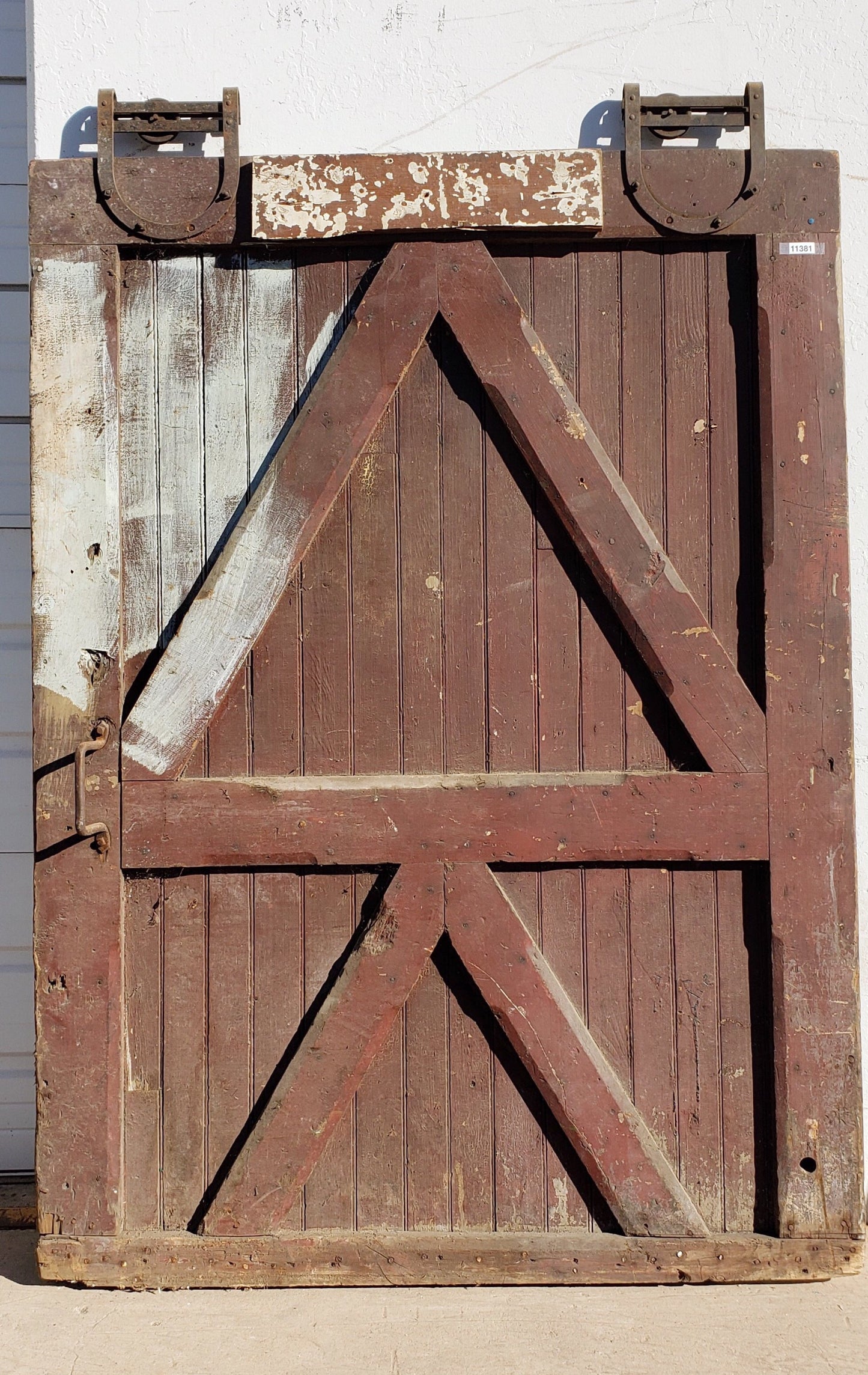 Antique Rustic Single Barn Door with Original Rollers