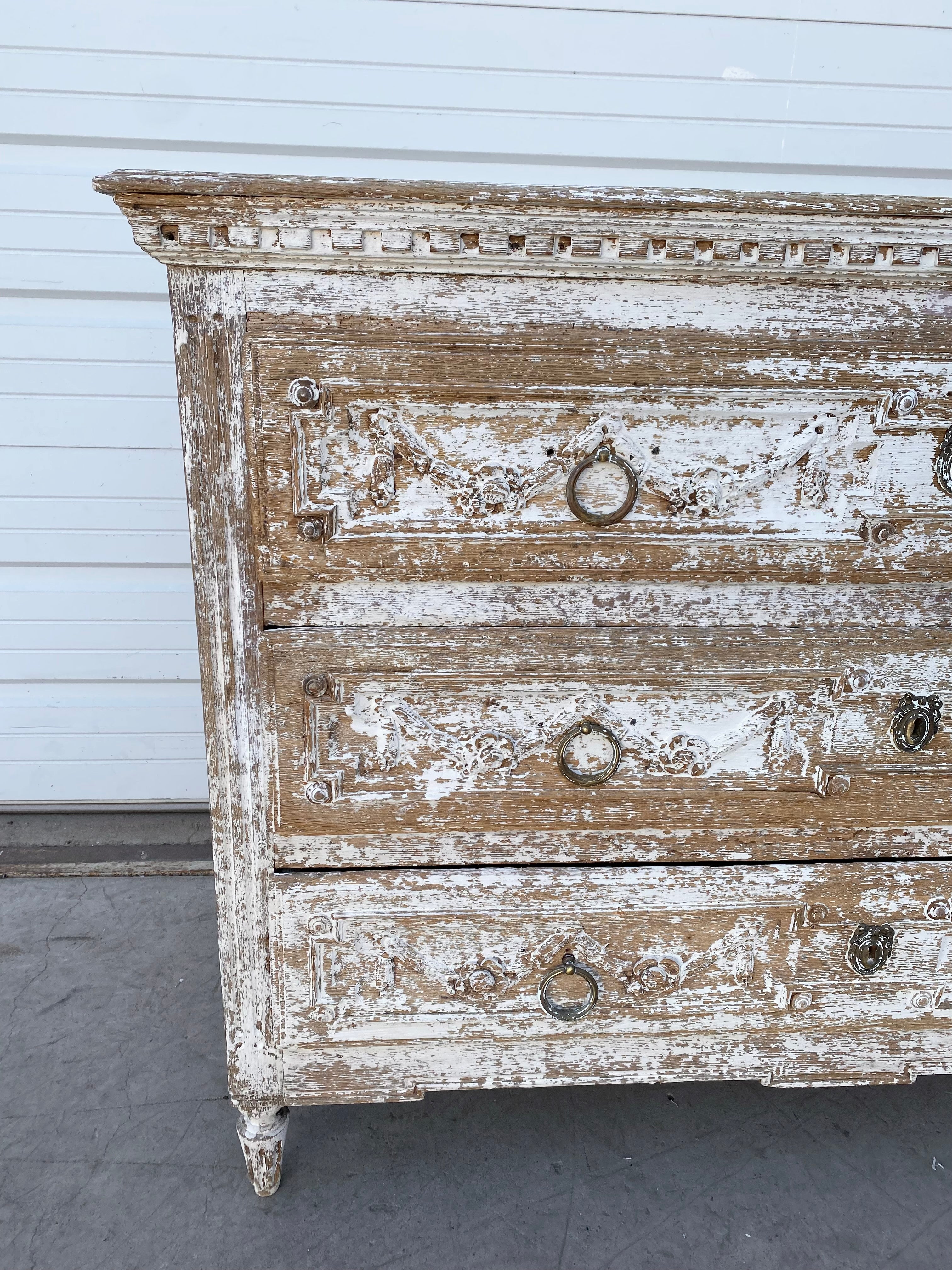 Painted 3 Drawer Antique Commode / Dresser – Antiquities Warehouse