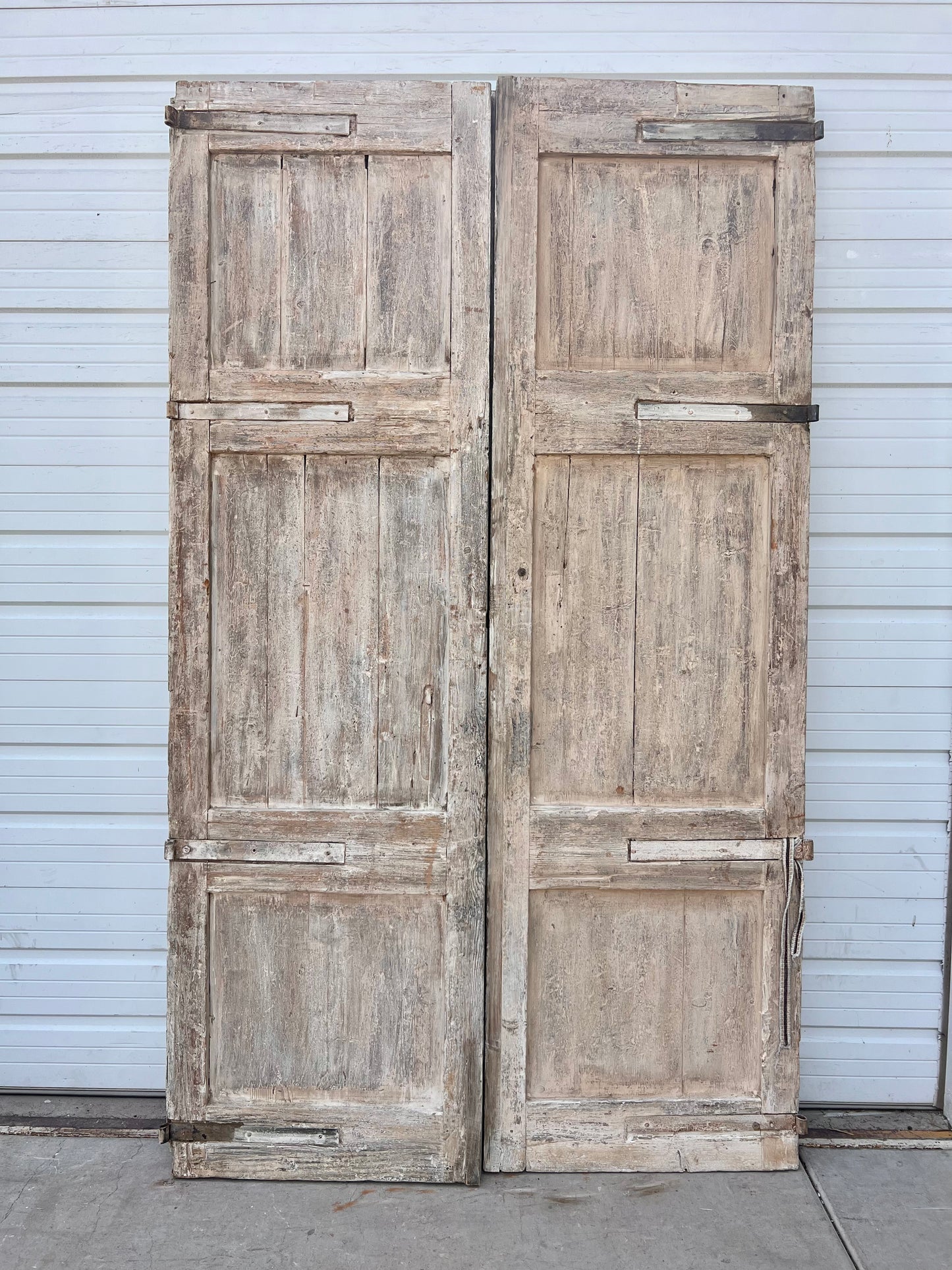 Pair of Antique Diamond Panel Carved Doors w/3 Panels