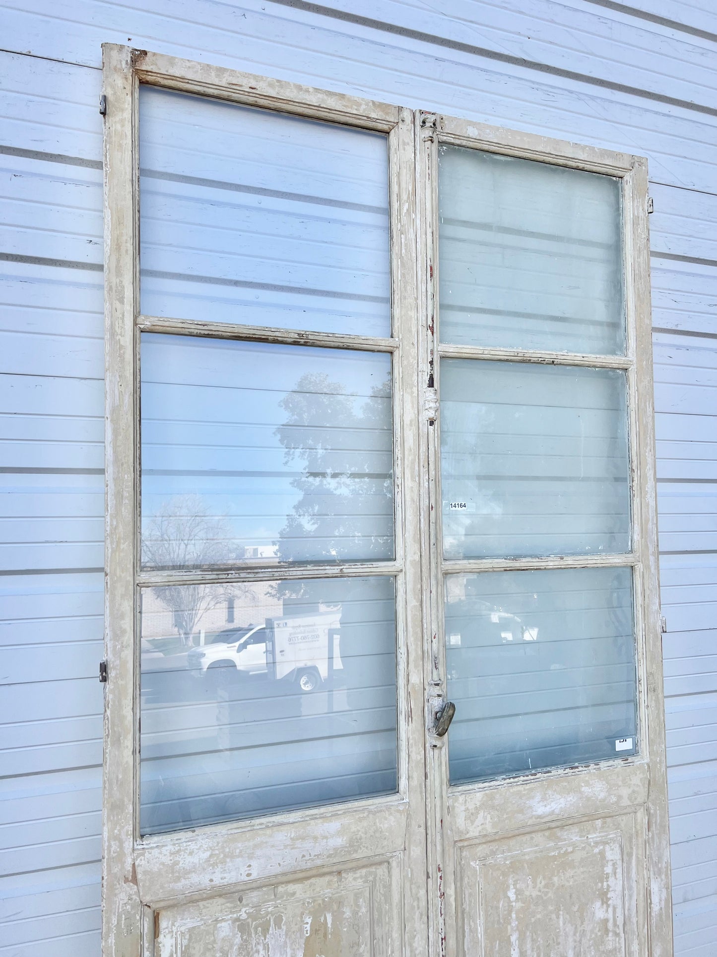 Pair of Painted Antique 6 Lite French Doors