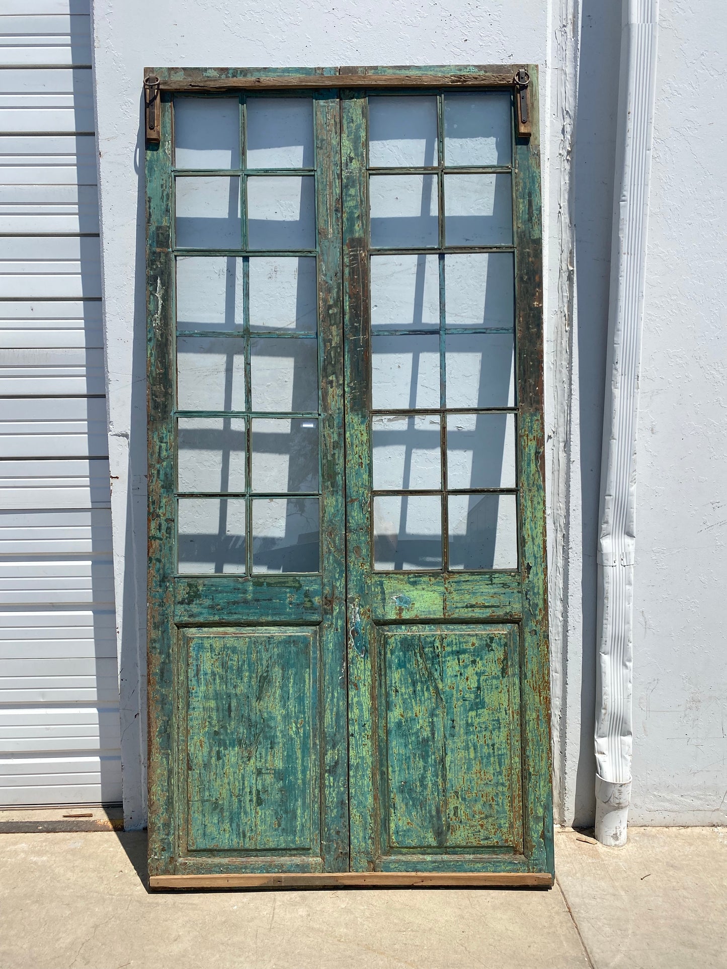Pair of Painted Antique Doors with 12-Lites