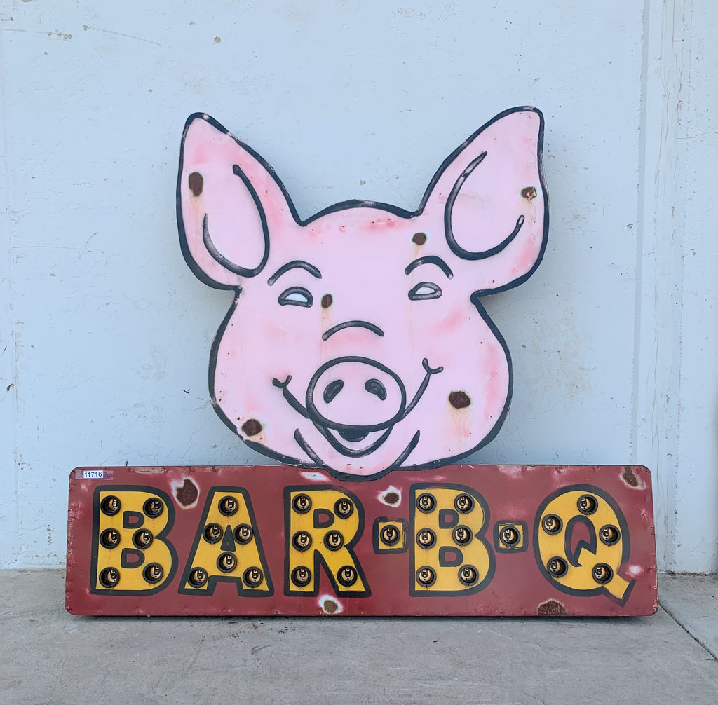 BBQ Pig Metal Sign