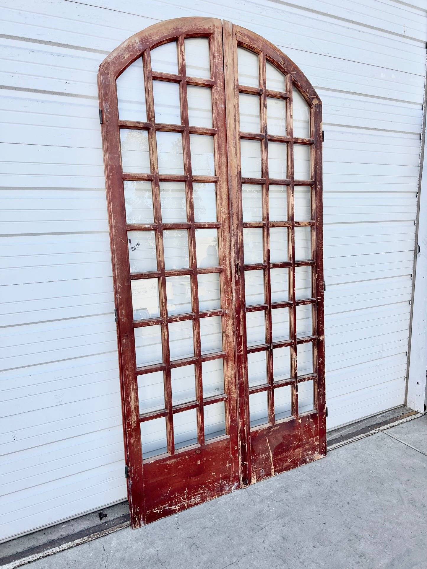 Pair of 52 Lite Antique Arched French Doors