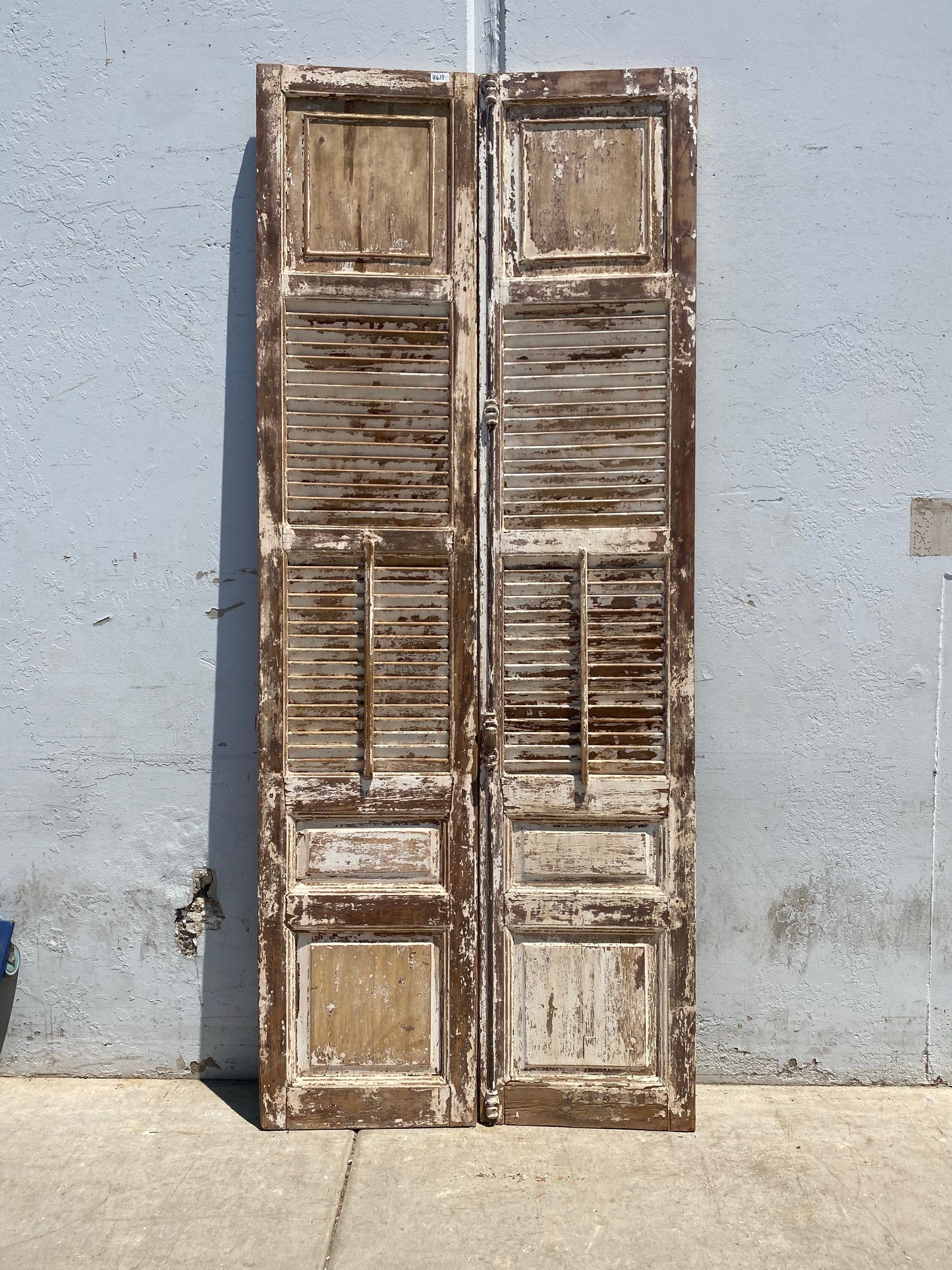 Pair of Wood Shutters with Louvers