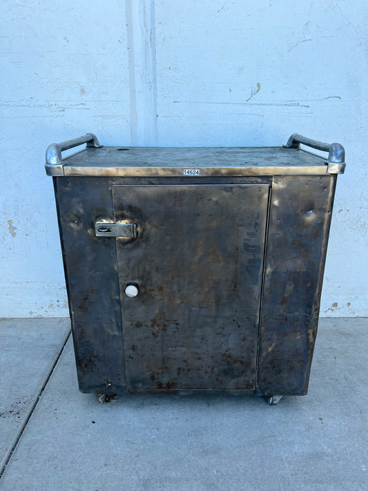 Stripped Metal Cabinet on Wheels