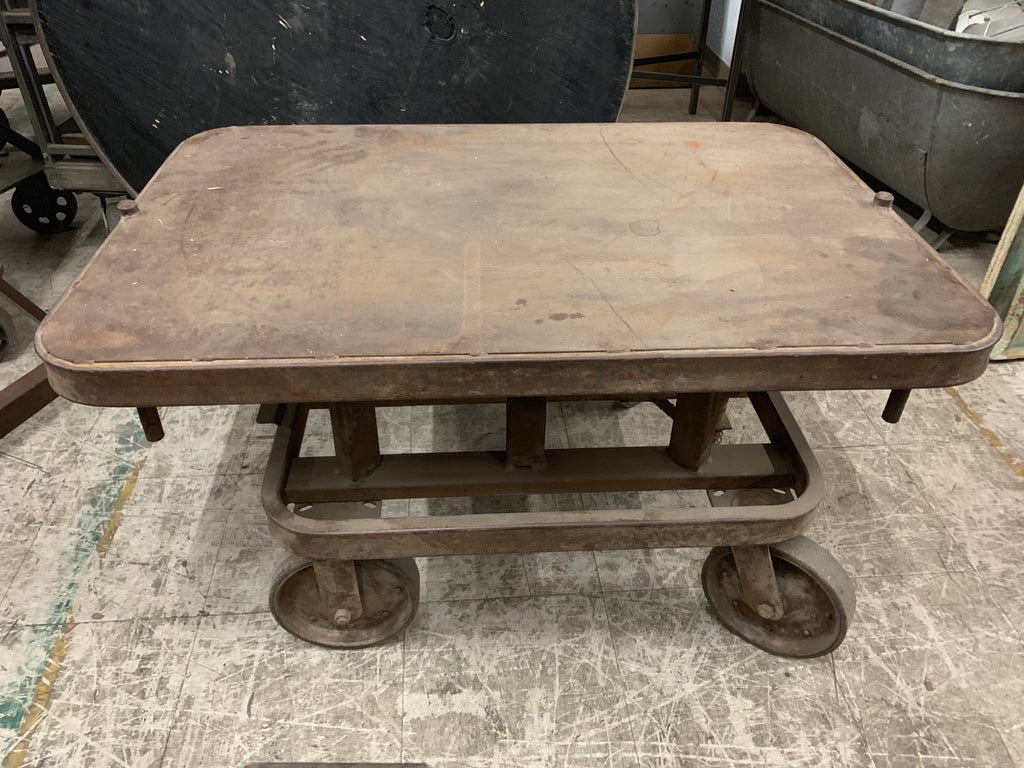 Industrial Steel Coffee Table Trolley with Scissor Lift System
