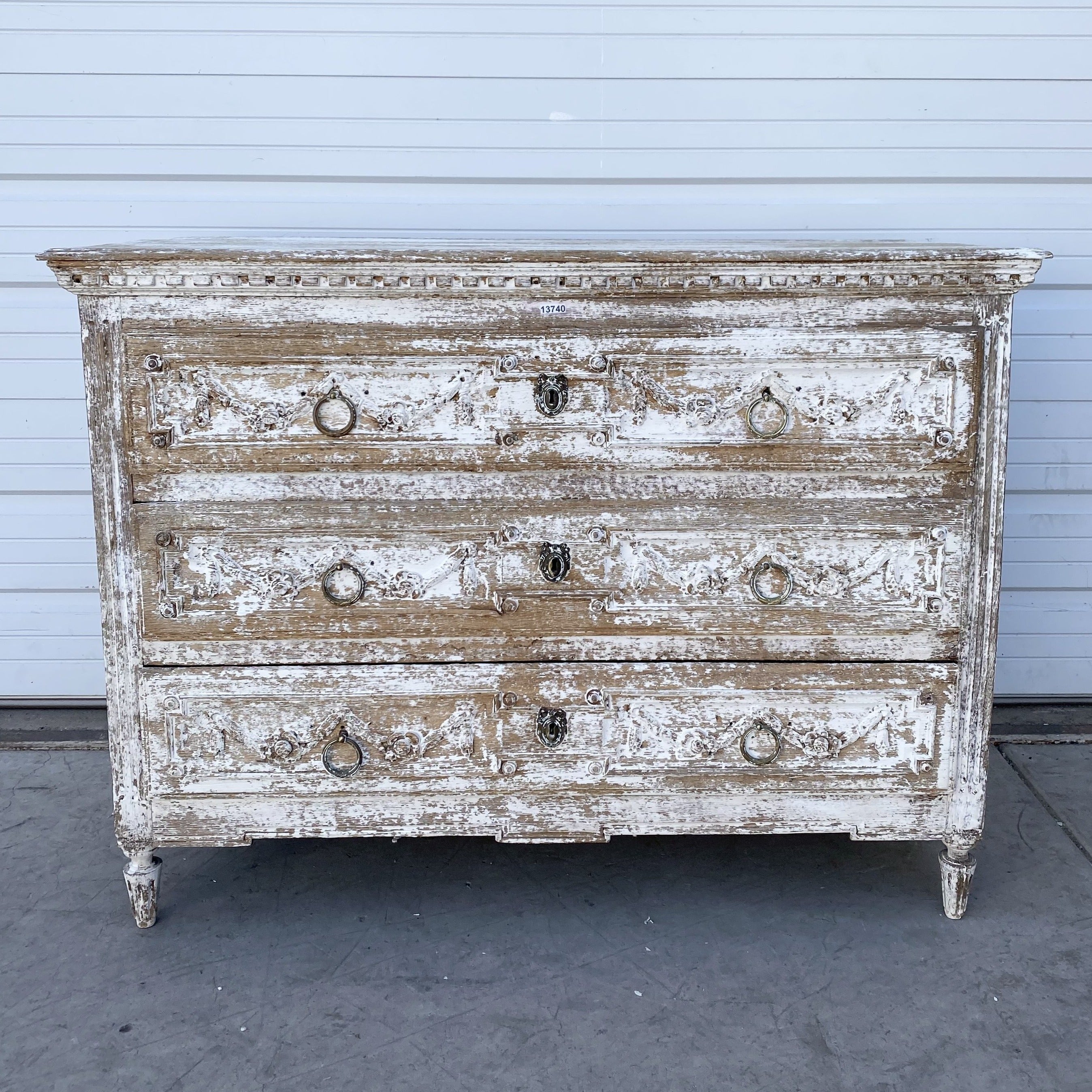 Painted 3 Drawer Antique Commode / Dresser – Antiquities Warehouse