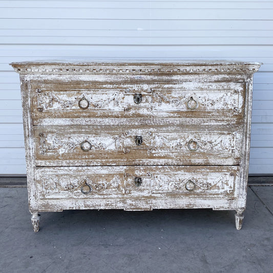 Painted 3 Drawer Antique Commode / Dresser