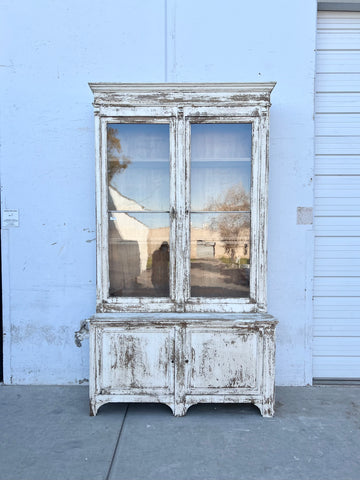 Painted French Antique Display Cabinet with 3 Shelves