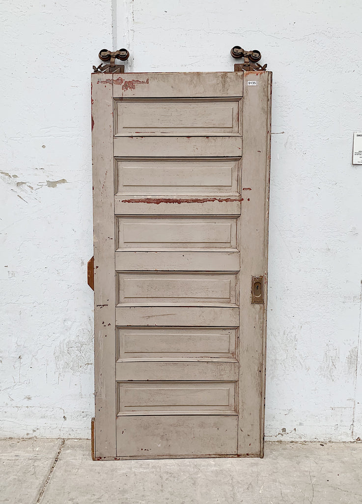 6 Panel Single Pocket Antique Door with Wheels