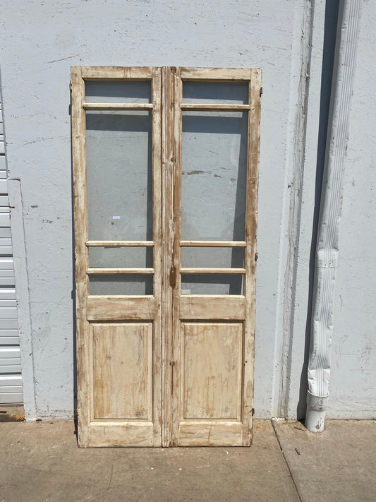 Pair of Painted Antique Doors with 4-Lites